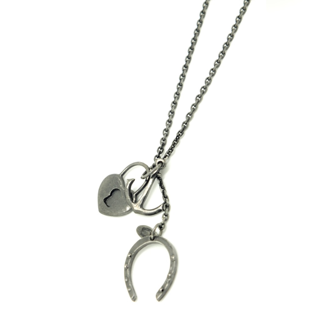 Good Luck Charm Gun Metal Necklace